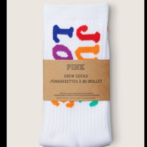 VS PINK 2-Pack Rainbow Pride Crew Socks - Picture 1 of 2